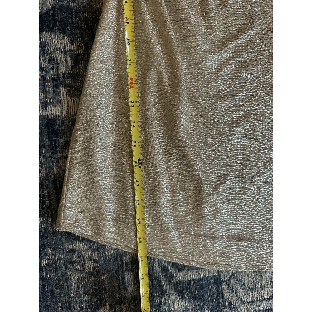 Gold Metallic Dress Ruched Sleeveless Drapey Cowl Neck Sheath Size 12 Cocktail - Picture 6 of 7